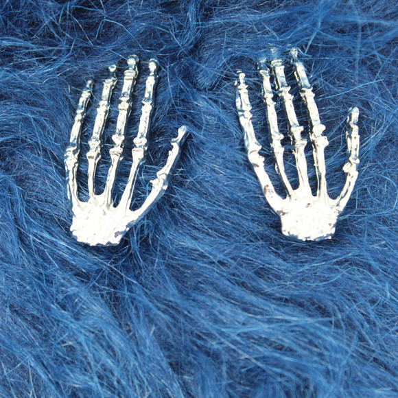 Jewelry - Silver Skeleton Hand Earrings